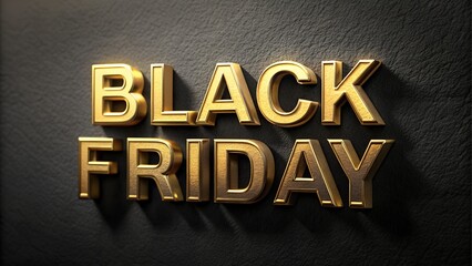 Golden black friday text on dark background