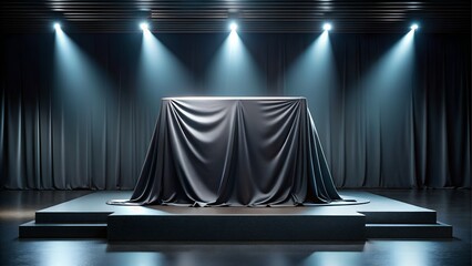 Product reveal on stage with spotlight