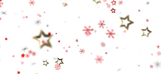 Beautiful winter background with gold stars and red snowflakes. Perfect for Christmas, New Year, and winter holidays.