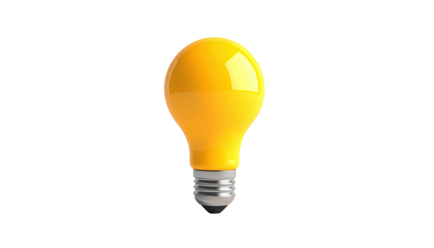 A bright yellow lightbulb glows vibrantly against a stark, black background - Powered by Adobe