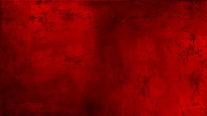 Red textured concrete grunge wall background. Texture of red decorative plaster or concrete with vignette. Abstract grunge background for design.