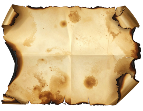 Aged, burnt parchment paper, creased and stained