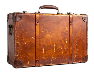 Vintage leather suitcase, worn and aged