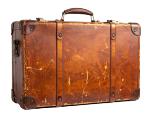 Vintage leather suitcase, worn and aged