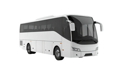 A sleek white passenger vehicle, designed for long-distance travel, isolated on black