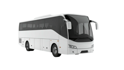 A sleek white passenger vehicle, designed for long-distance travel, isolated on black