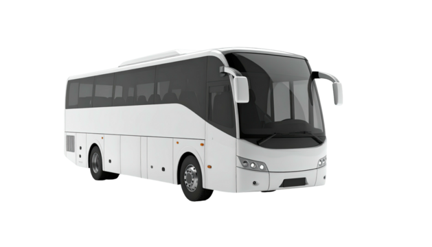A sleek white passenger vehicle, designed for long-distance travel, isolated on black