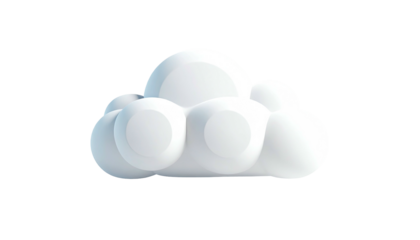 3D render of a white, fluffy cloud with a glossy finish against a black background