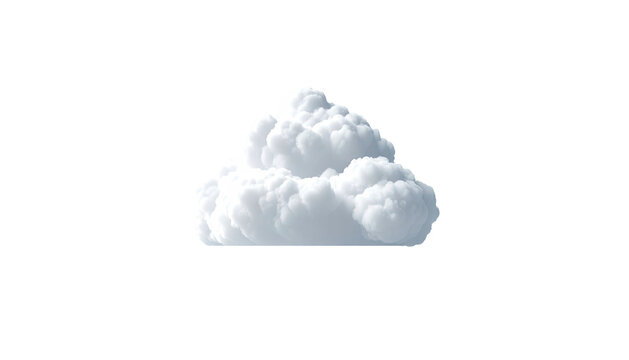A fluffy, white cloud isolated against a stark black background, fully opaque