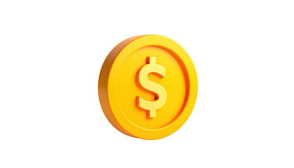 A gold coin with a dollar sign floats against a stark black background
