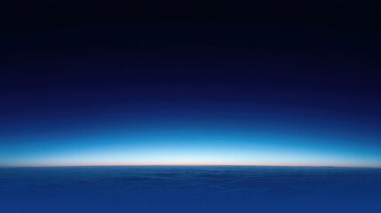 Serene Horizon at Dawn: Captivating the tranquil beauty of dawn with a mesmerizing gradient of deep blues and luminous light, evoking feelings of peace, hope, and limitless potential.
