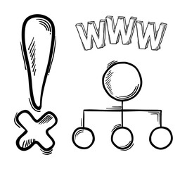 Png social marketing doodle sticker set