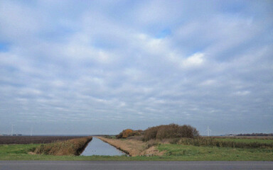 Rural landscape with a house. Beautiful natural flyer, card design. Nature Template for presentation or product
