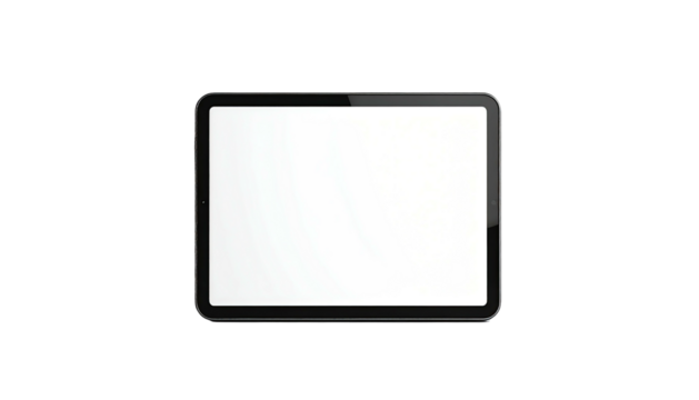 A glossy, rectangular digital screen with a blank white display. Black border. Isolated