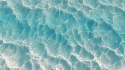 Ocean's Embrace: A mesmerizing aerial shot captures the radiant beauty of shallow water, revealing sun-kissed textures of the sea bed creating a natural, abstract patterns.
