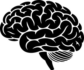 brain black silhouette vector illustration
