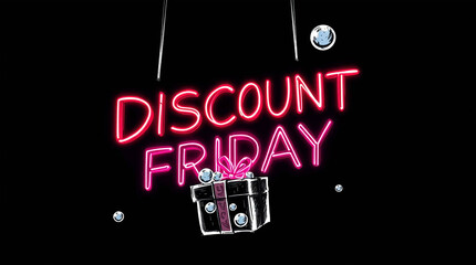 Discount Friday Neon Sign with Gift Box