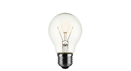 Isolated light bulb with filament against a neutral setting providing warm and soft light