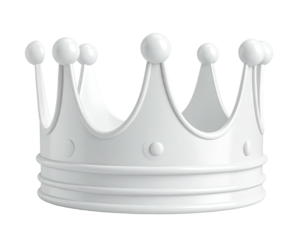 A pristine white crown, rendered with subtle shading and round toppers, stands alone