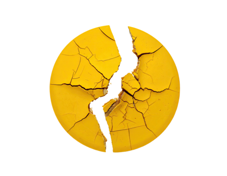 Cracked yellow circle - Powered by Adobe