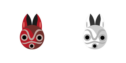 abstract circle mask and two ears on top isolated graphic design logo