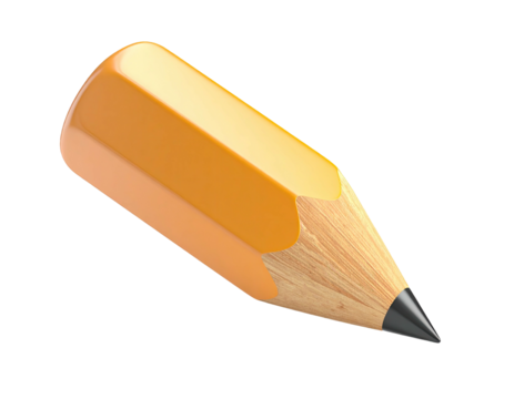 A close-up, polished rendering of a sharpened, stubby, yellow writing instrument