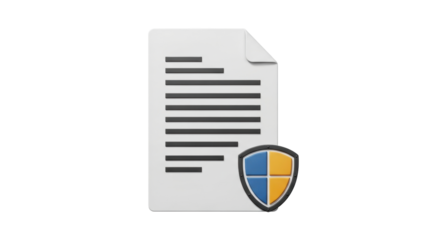 Isolated secure document illustration file with protection and shield for privacy policy