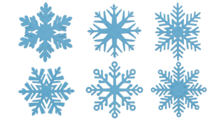 Isolated winter snowflakes, cool icy patterns of Christmas and holiday season symbols, festive decoration