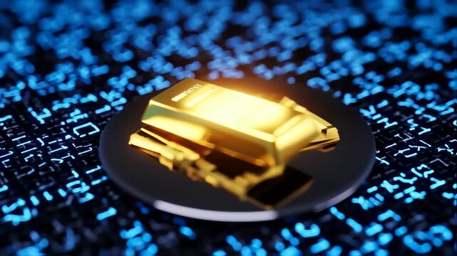 Golden Ingot on a Dark, Abstract Background