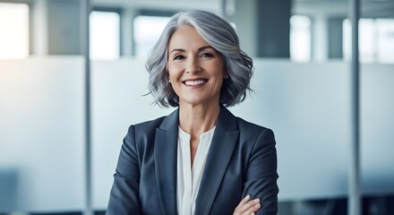 Confident Businesswoman with Gray Hair A Portrait of Success and Professionalism