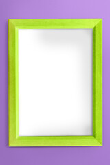 Yellow picture frame mockup on a purple background