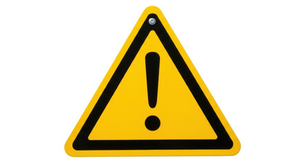 Isolated Yellow Triangular Warning Sign With Exclamation Point, alerting caution or danger ahead