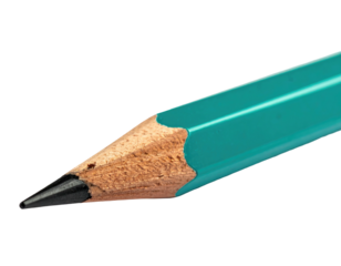 Close-up of a teal-colored pencil tip