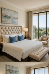 Fototapeta premium Spacious Luxury Bedroom Suite with Modern Design