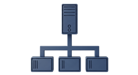 Isolated Network Topology System with Computer Servers and Connecting Cables, IT Diagram