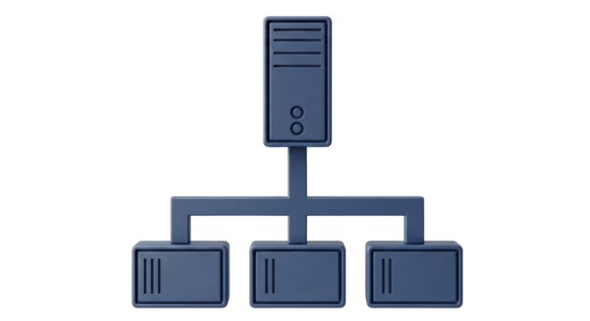 Isolated Network Topology System with Computer Servers and Connecting Cables, IT Diagram