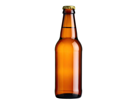 Amber glass beer bottle with a screw-on cap