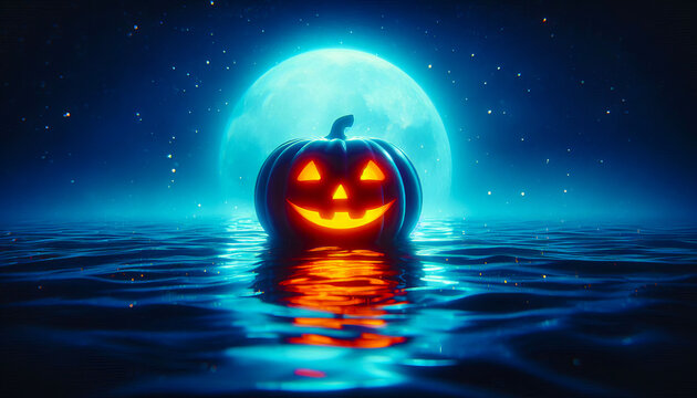 Jack-o-Lantern Floating Water Blue