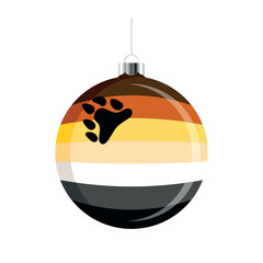 Bear Brotherhood flag Christmas ball icon vector isolated on a white background. LGBTQ+ decorative Christmas tree ornament. Christmas hanging bauble with a Bear flag pride symbol. LGBTQ holiday season