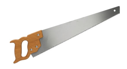 Hand saw with a wooden handle isolated PNG with Transparent Background