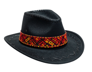 Black cowboy hat with patterned band
