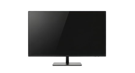 Black modern LCD computer monitor display isolated PNG with Transparent Background