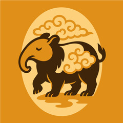 Baku Dream Eater — Japanese Mythical Tapir with Clouds