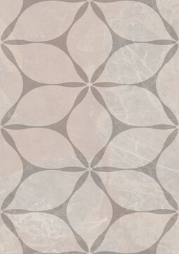 Geometric pattern with interlocking leaf-like shapes in neutral tones