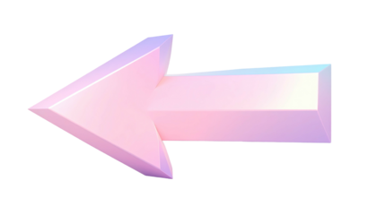 Pale 3D arrow pointing left, with subtle color gradient and dark outline on black background