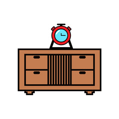 This antique wooden cabinet is a classic piece of brown vintage furniture with multiple drawers for interior storage