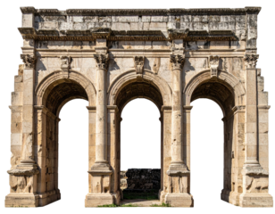 Ancient stone archway with three arched openings