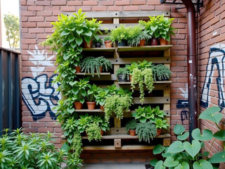 Urban Eco Brooklyn Series:Luxury Urban Eco-Scene: Pallet Garden to Graffiti and Drainpipe 