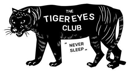 Vintage tiger linocut png sticker