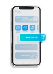 Smartphone screen mockup png with Covid 19 tracking app